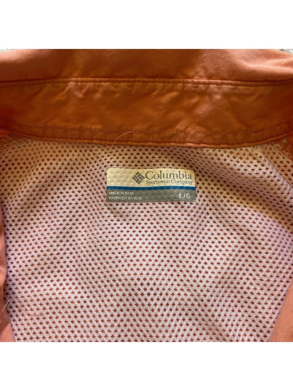 Columbia PFG Shirt Mens L Peach Button Up Short Sleeve Fishing Outdoor - Picture 4 of 10